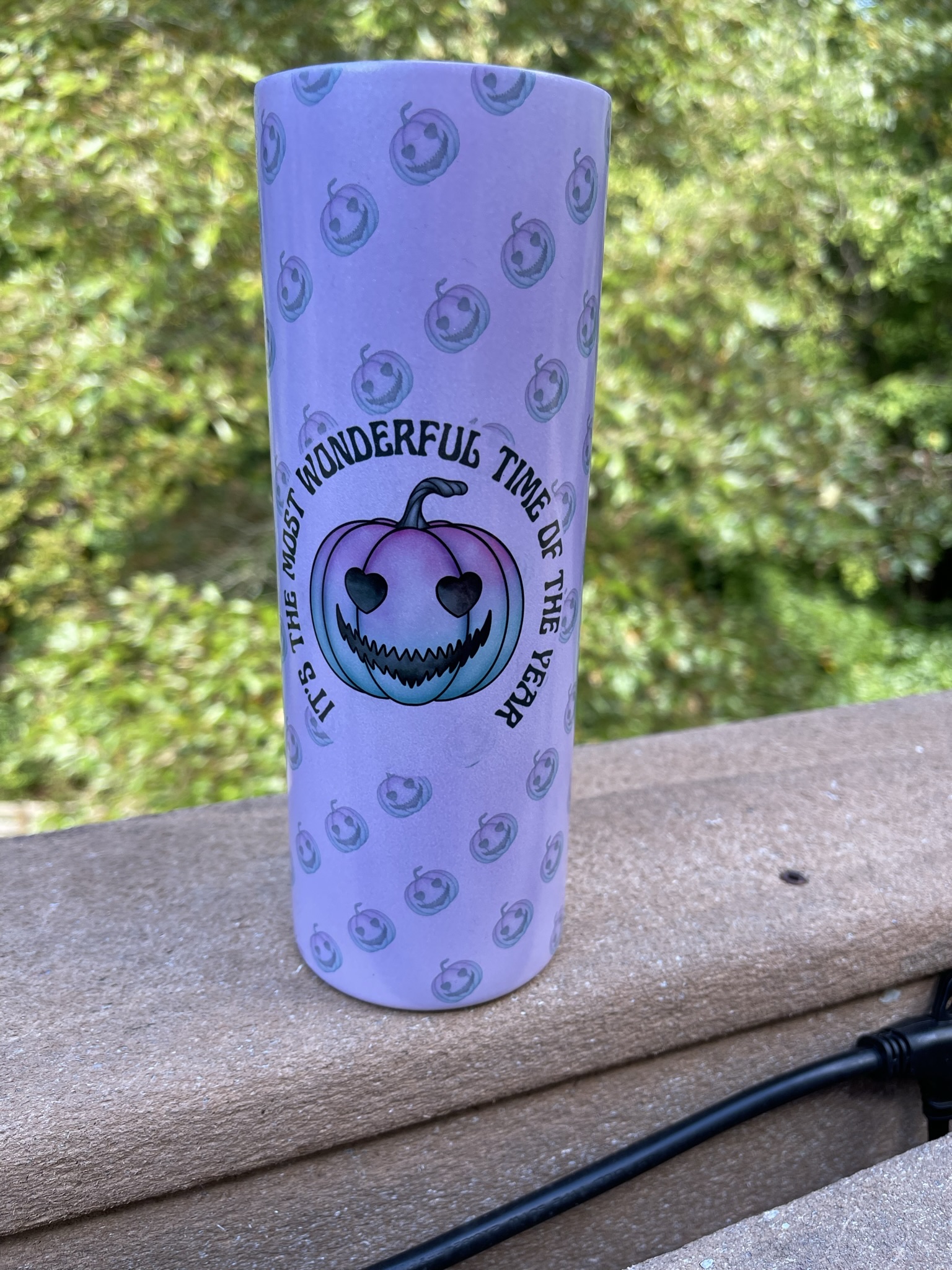 Halloween 20 oz Tumbler Wonderful Time Purple_Sun