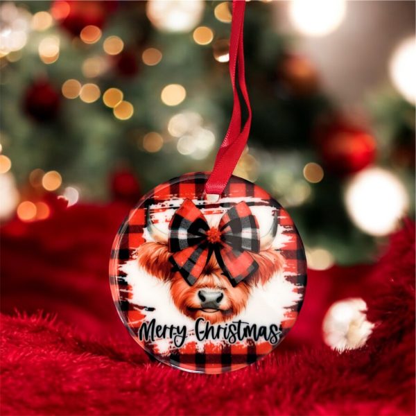 Hennessy Cow Red Black bow ornament