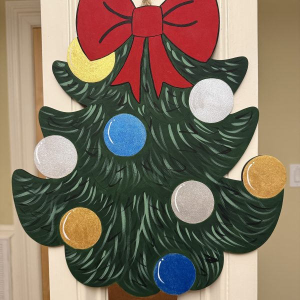 18” Christmas Tree w/ Red Ribbon Door Hanger