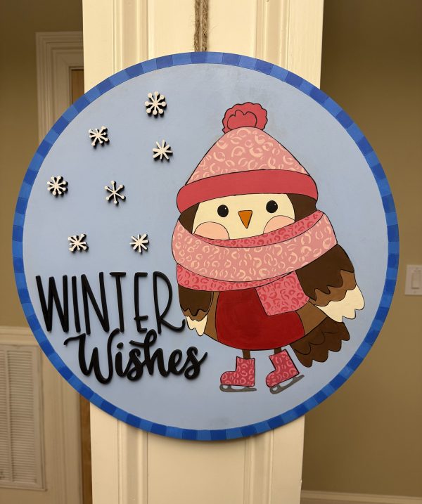 Winter Wishes Owl Door Hanger