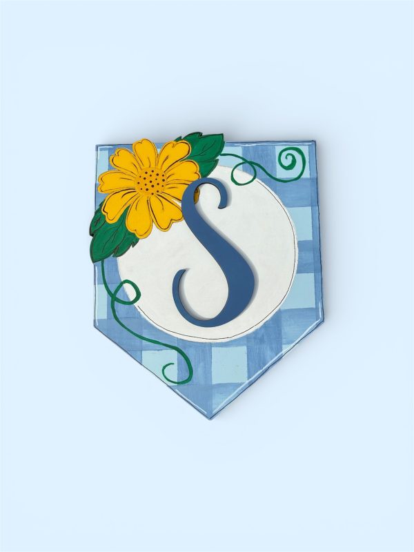 Pennant with initial plain bg Sip and Craft - Spring Floral Wood Displays Workshop 5/7/26