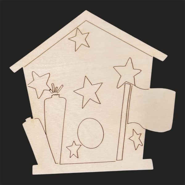 Patriotic Bird House 8" Wood Blank